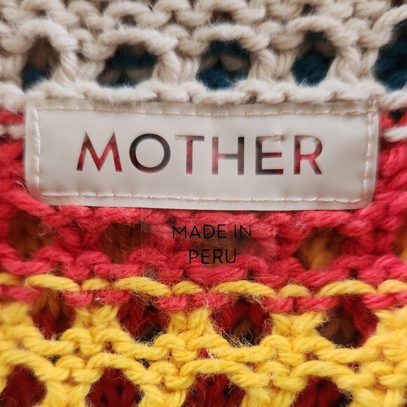 Mother multi striped knitted/chrochet  open stitch cotton polo blouse/sweater XS - Picture 7 of 9